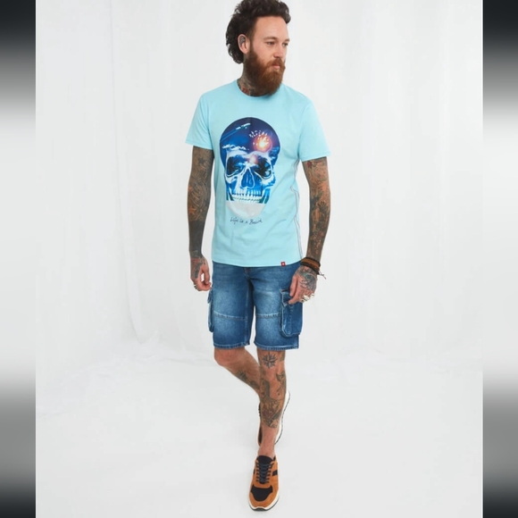 NWT Joe Browns T-shirt 'Life is a Beach' skull tee, pit-pit 19in, neck-hem 27in - Picture 5 of 16